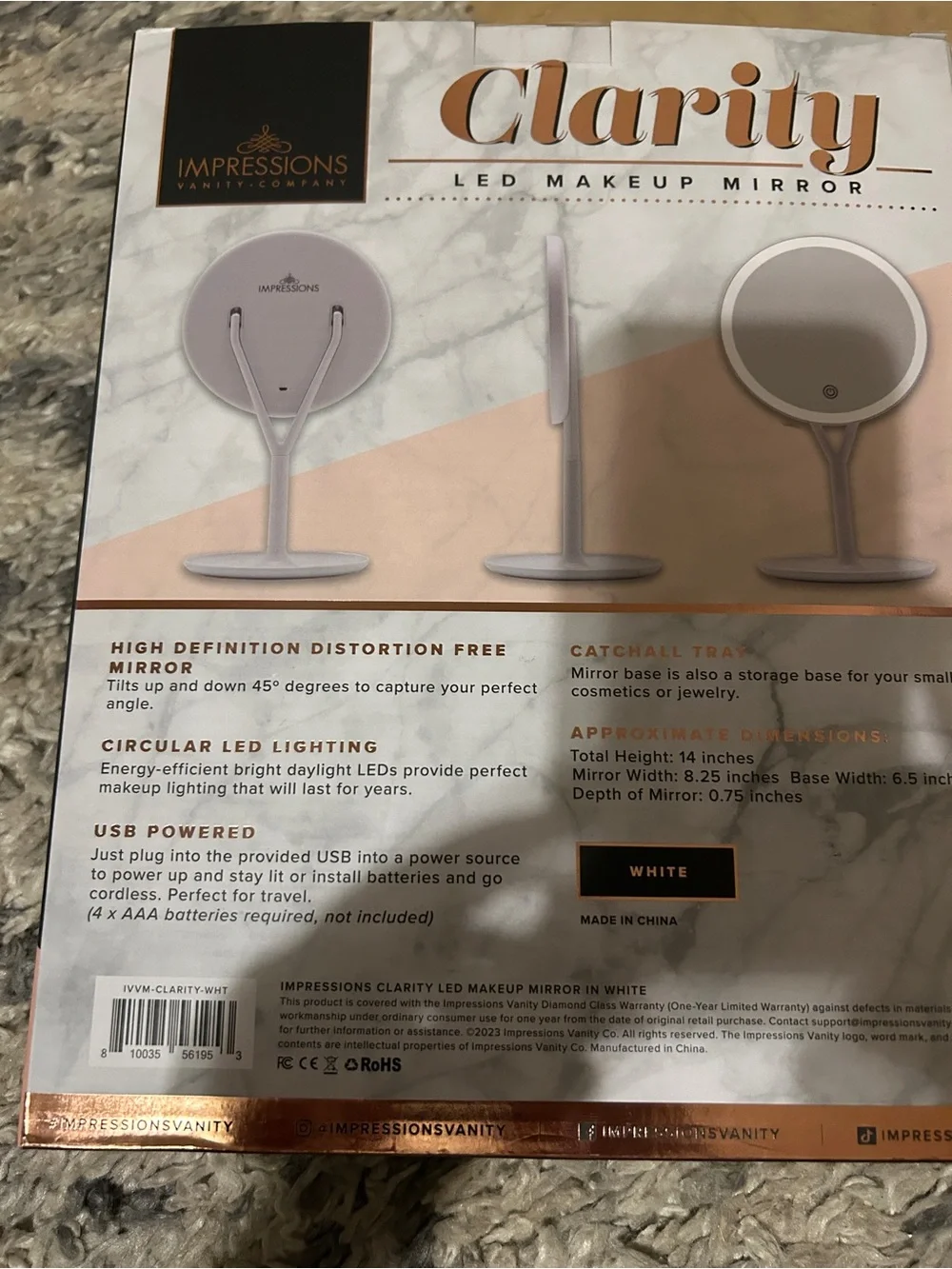 Impressions Clarity LED Makeup Mirror - White